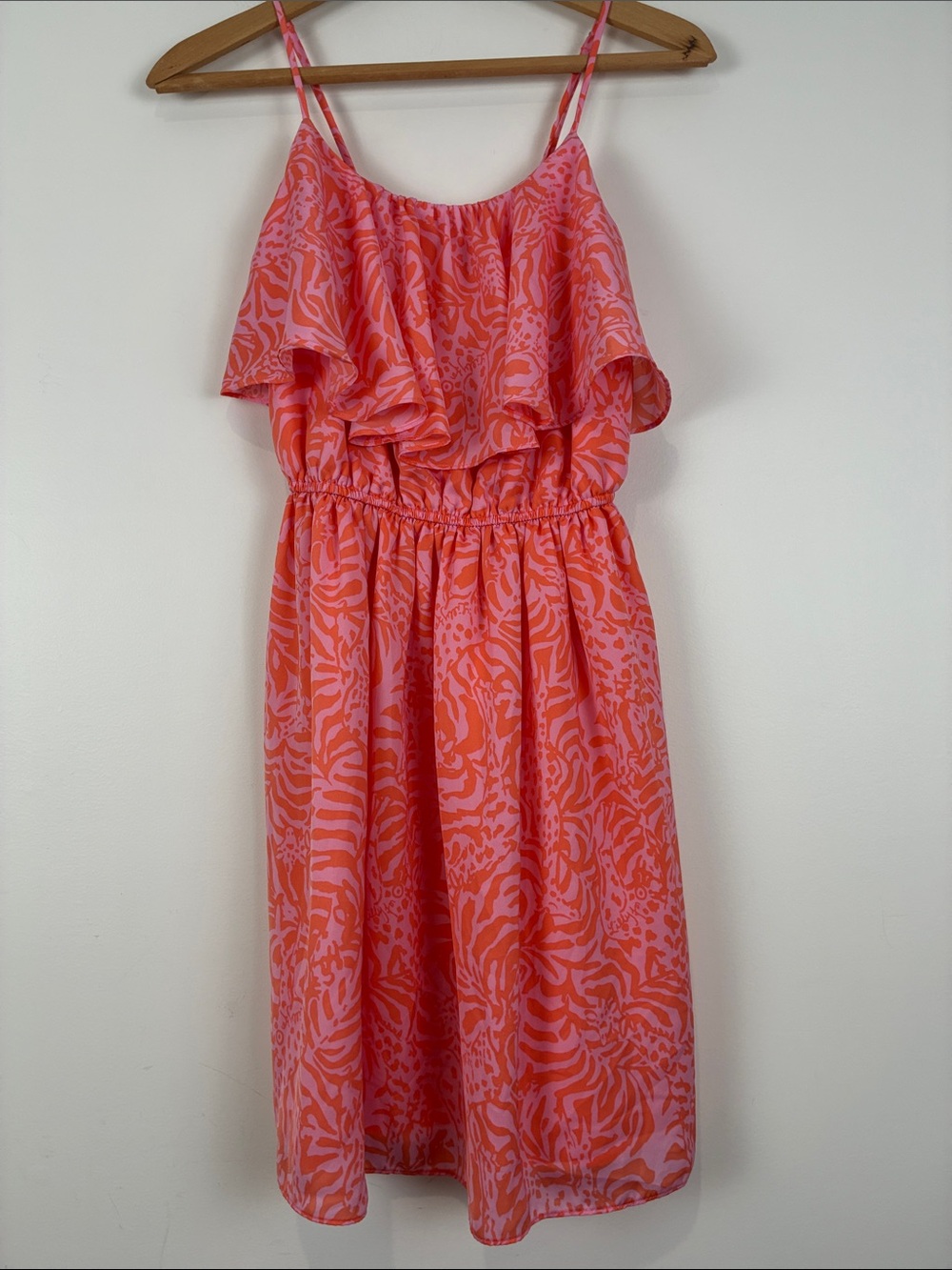 Lilly Pulitzer Target Women’s XS Coral Pink Ruffle Sundress Giraffing Me Crazy